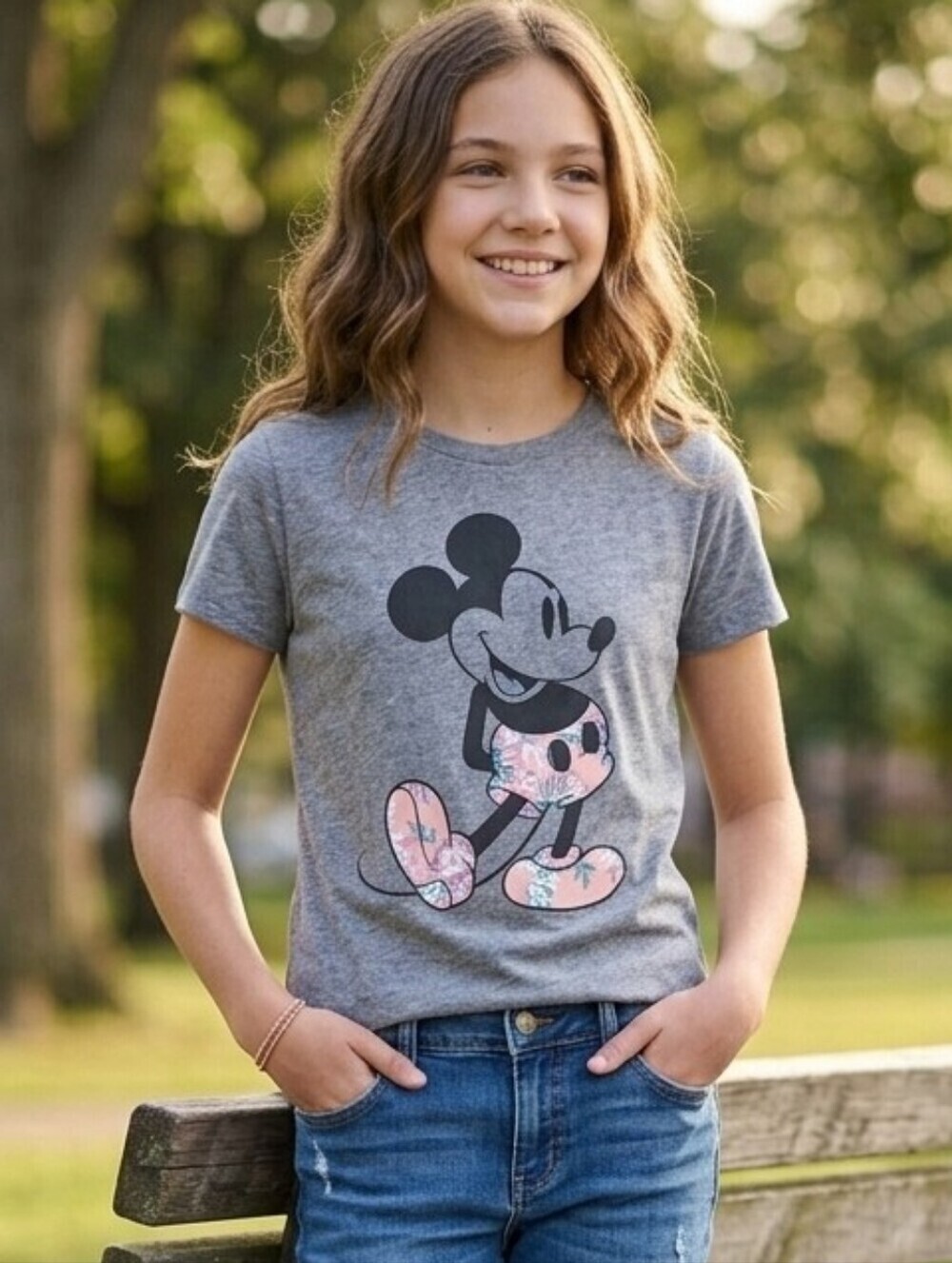 ABERCROMBIE KIDS Short Sleeve T-shirt With Mickey Mouse Decal